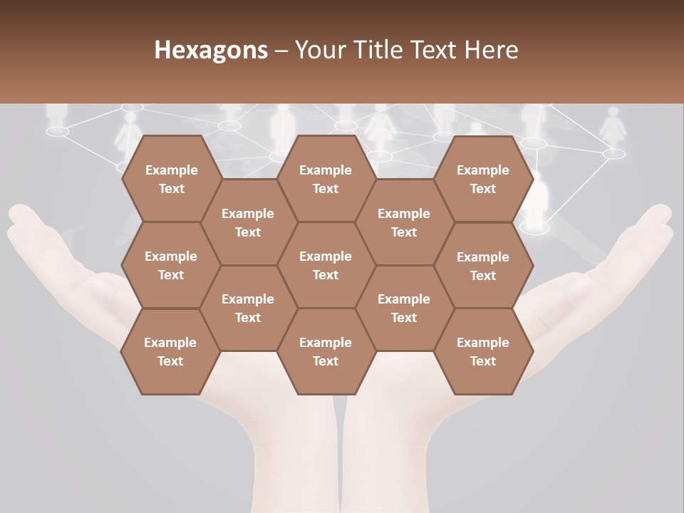 A Person Holding Out Their Hands With A Network Of People On It PowerPoint Template