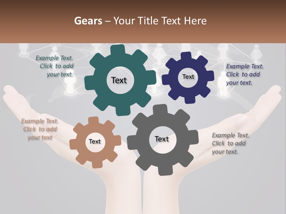 A Person Holding Out Their Hands With A Network Of People On It PowerPoint Template