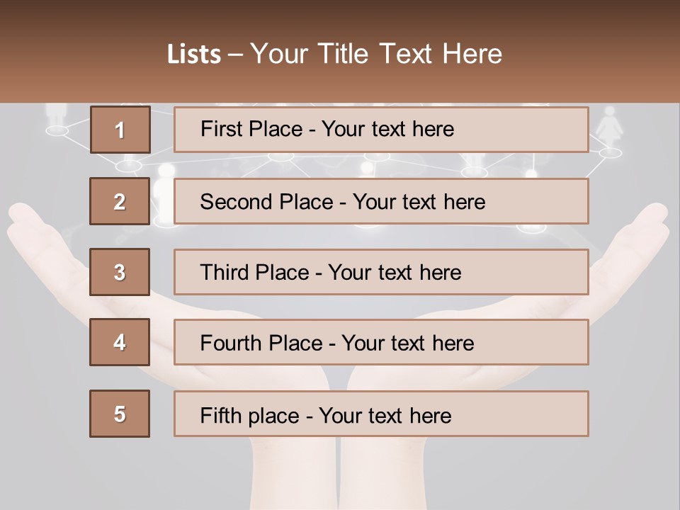 A Person Holding Out Their Hands With A Network Of People On It PowerPoint Template