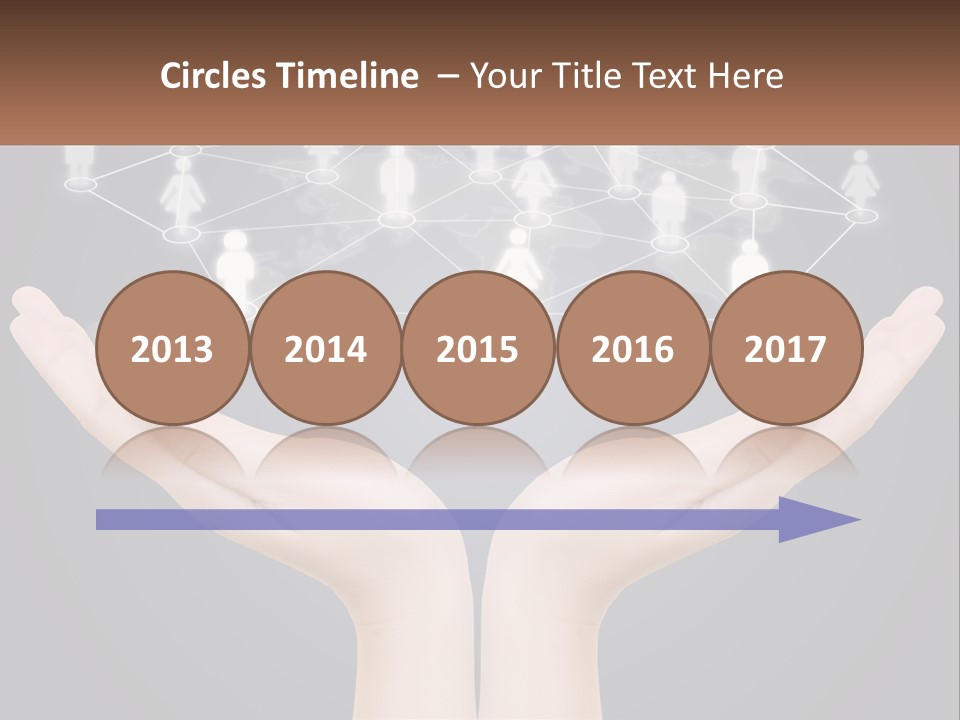 A Person Holding Out Their Hands With A Network Of People On It PowerPoint Template