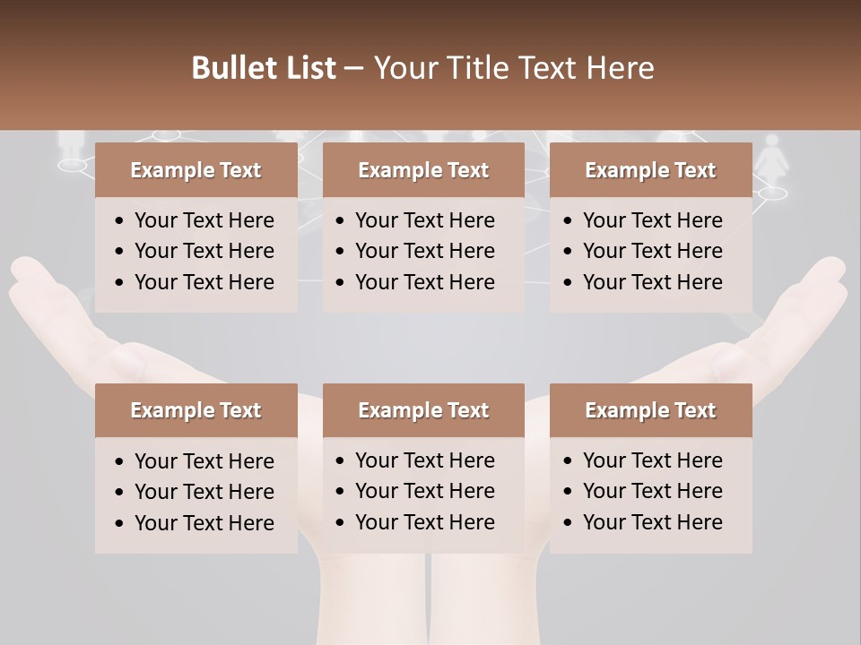 A Person Holding Out Their Hands With A Network Of People On It PowerPoint Template