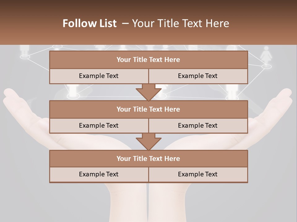 A Person Holding Out Their Hands With A Network Of People On It PowerPoint Template
