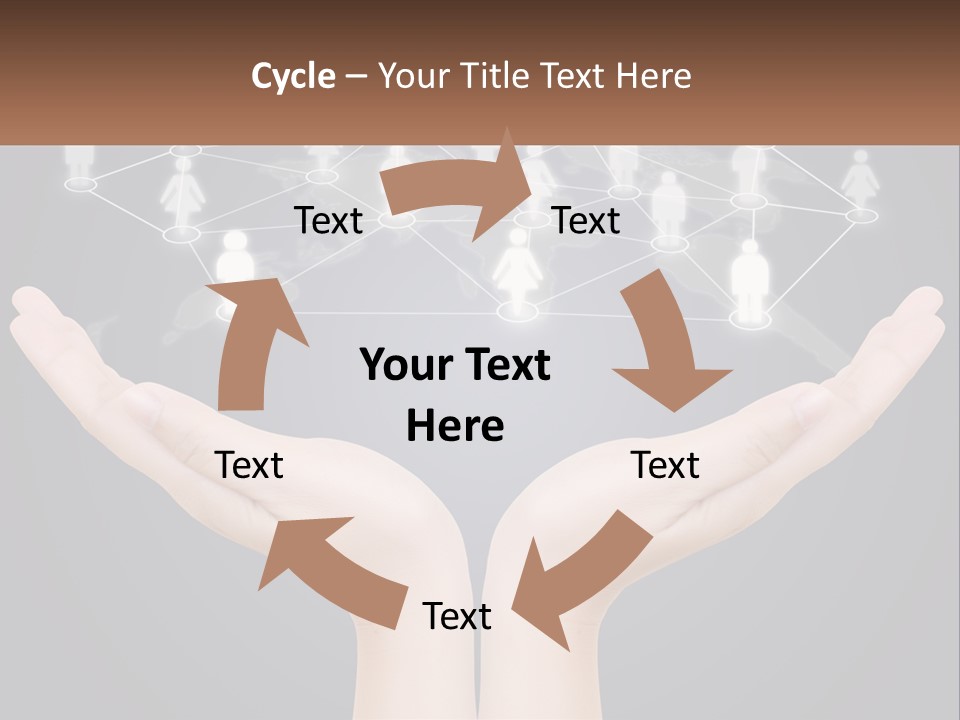 A Person Holding Out Their Hands With A Network Of People On It PowerPoint Template