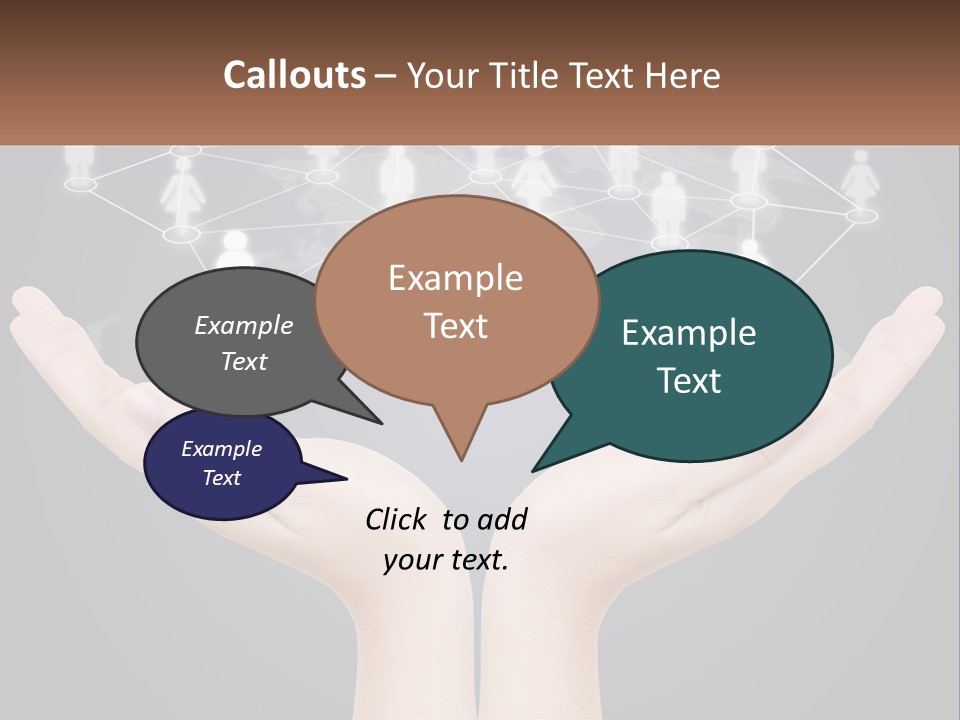A Person Holding Out Their Hands With A Network Of People On It PowerPoint Template