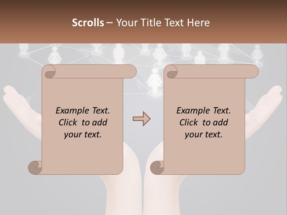 A Person Holding Out Their Hands With A Network Of People On It PowerPoint Template