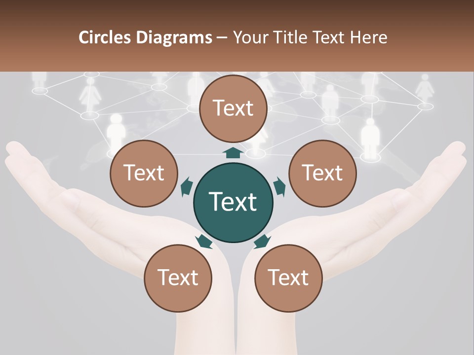 A Person Holding Out Their Hands With A Network Of People On It PowerPoint Template