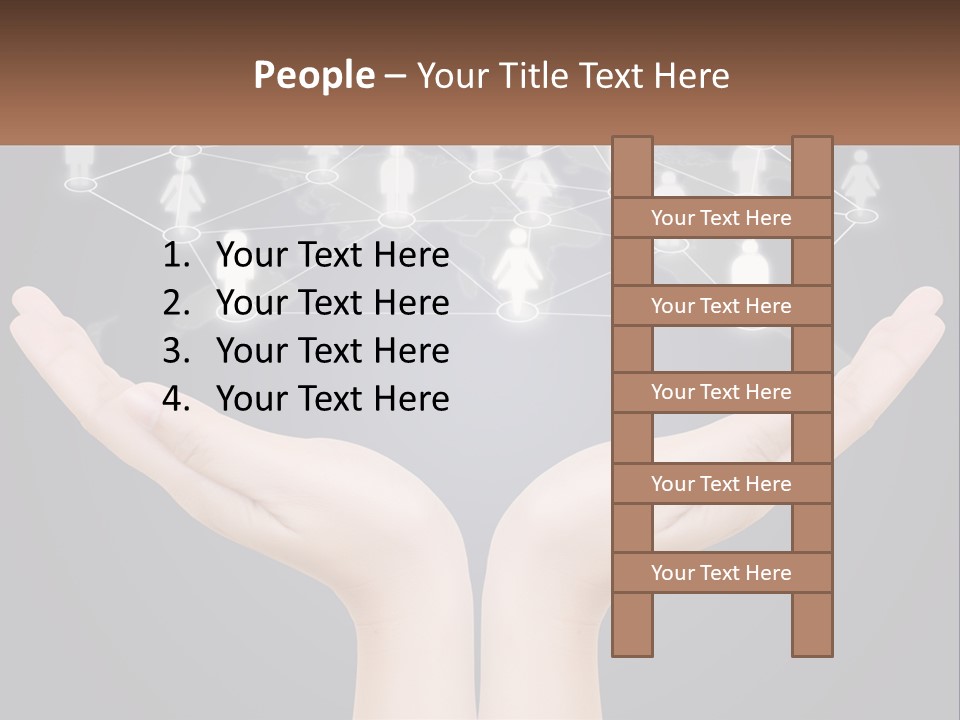 A Person Holding Out Their Hands With A Network Of People On It PowerPoint Template