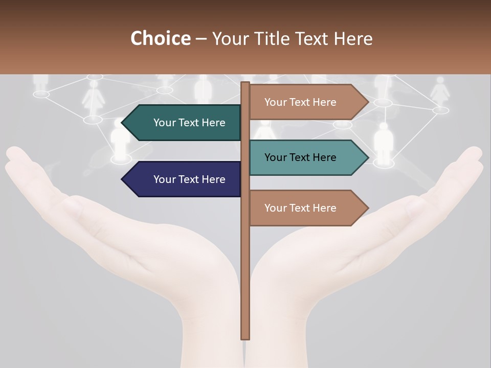 A Person Holding Out Their Hands With A Network Of People On It PowerPoint Template