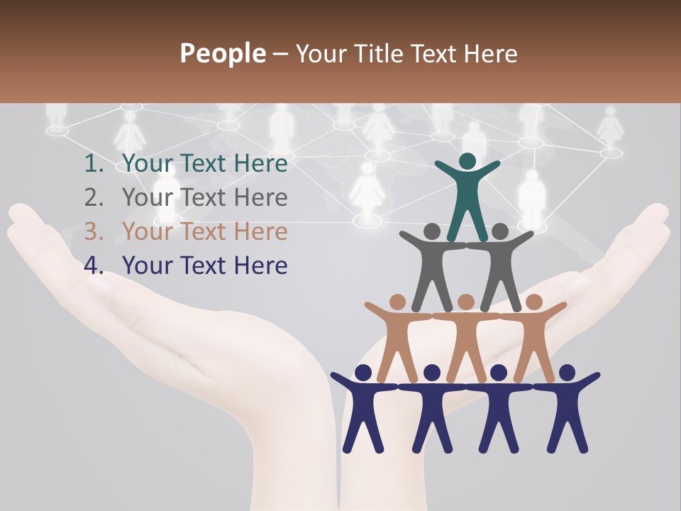 A Person Holding Out Their Hands With A Network Of People On It PowerPoint Template