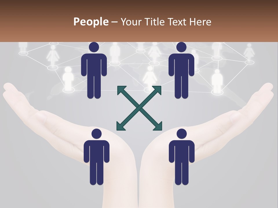 A Person Holding Out Their Hands With A Network Of People On It PowerPoint Template