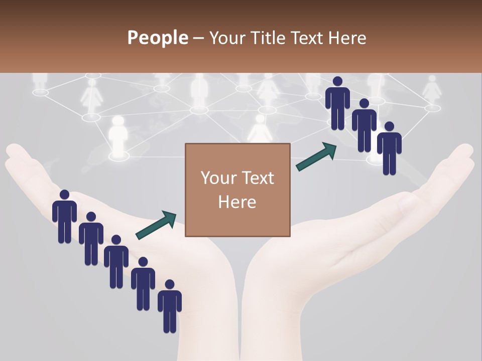 A Person Holding Out Their Hands With A Network Of People On It PowerPoint Template