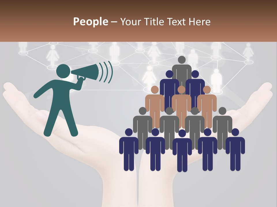 A Person Holding Out Their Hands With A Network Of People On It PowerPoint Template