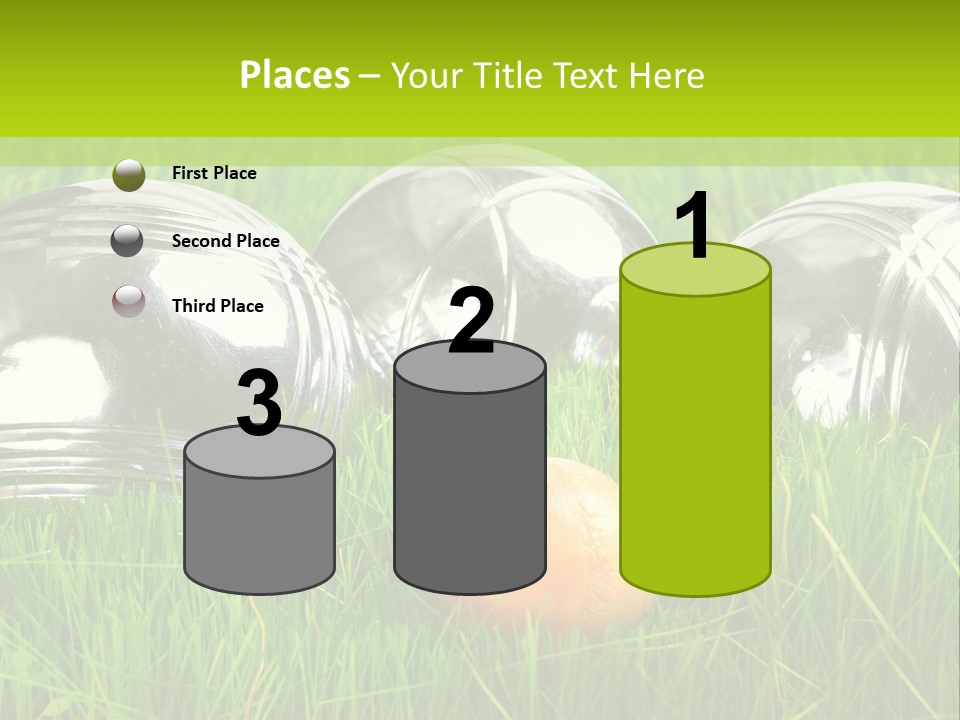A Group Of Metal Balls Sitting In The Grass PowerPoint Template