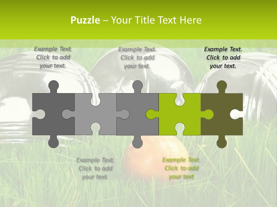 A Group Of Metal Balls Sitting In The Grass PowerPoint Template