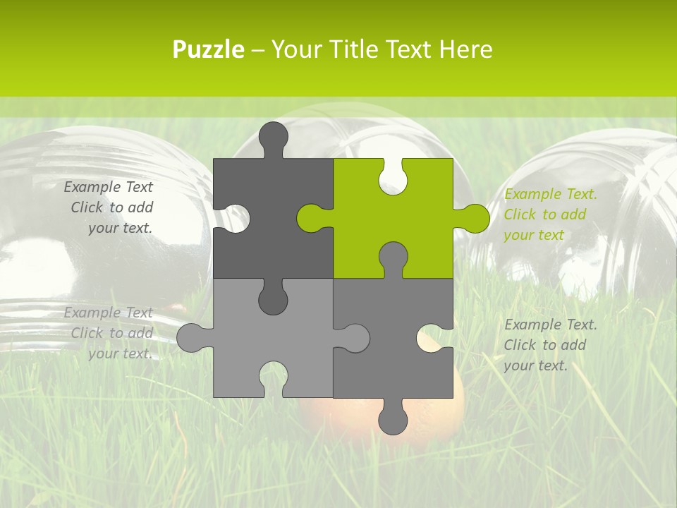 A Group Of Metal Balls Sitting In The Grass PowerPoint Template