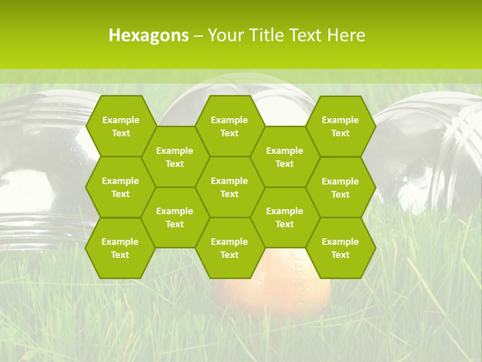 A Group Of Metal Balls Sitting In The Grass PowerPoint Template