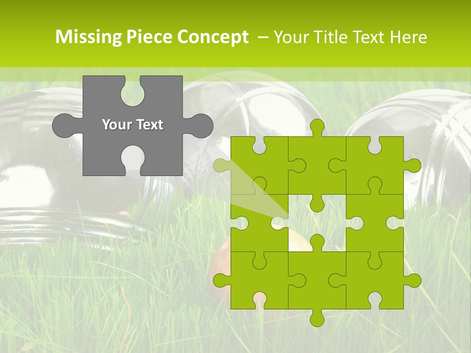A Group Of Metal Balls Sitting In The Grass PowerPoint Template