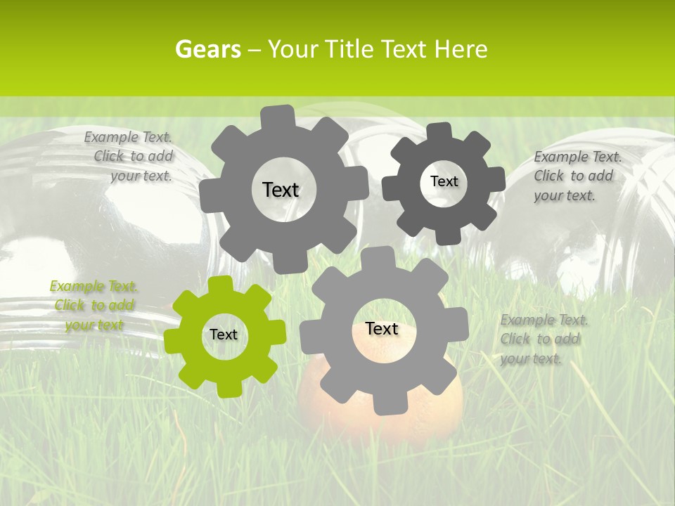 A Group Of Metal Balls Sitting In The Grass PowerPoint Template