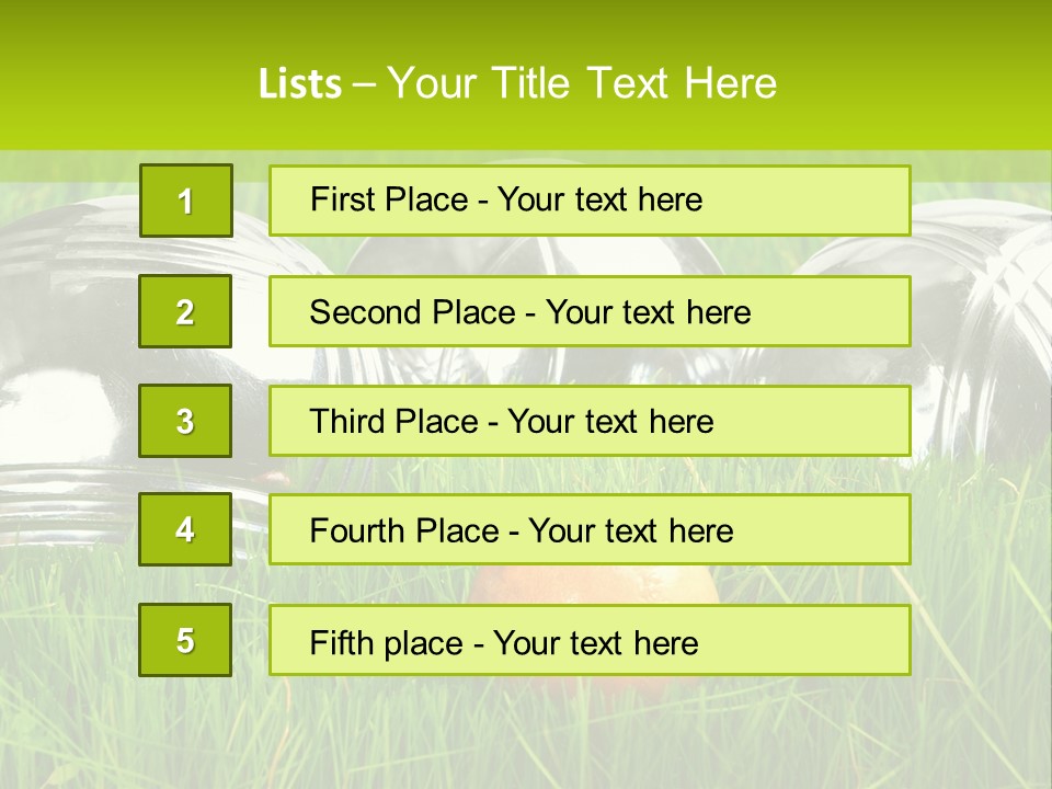A Group Of Metal Balls Sitting In The Grass PowerPoint Template