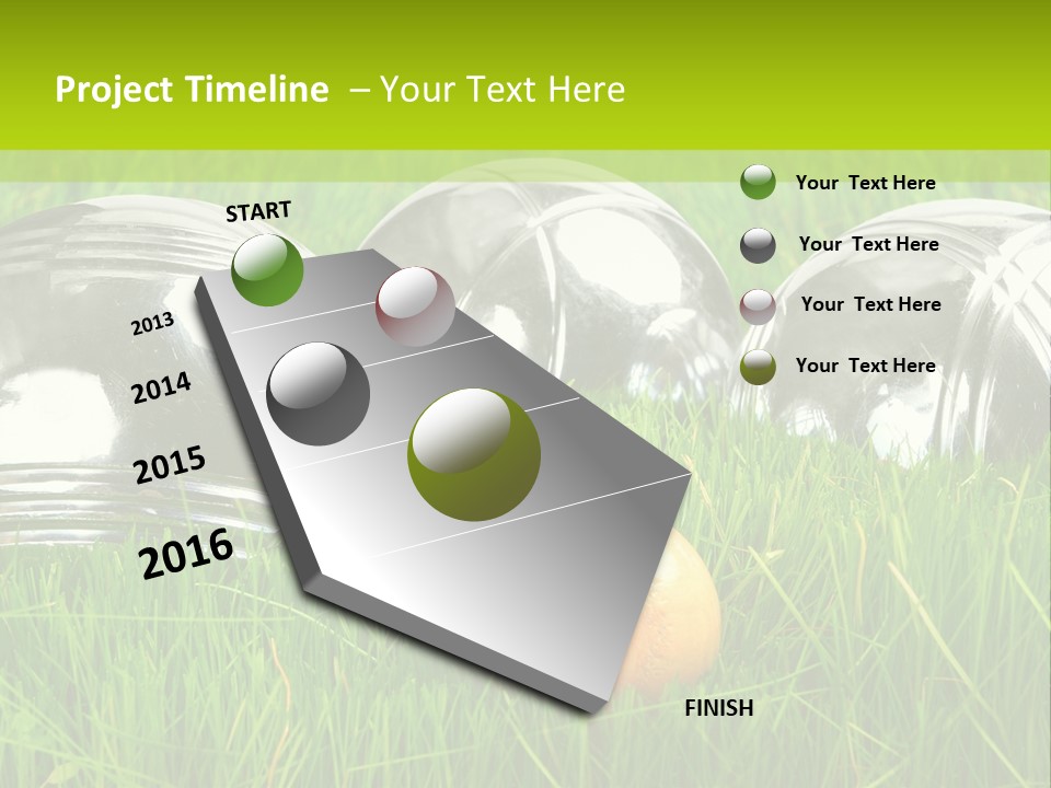 A Group Of Metal Balls Sitting In The Grass PowerPoint Template