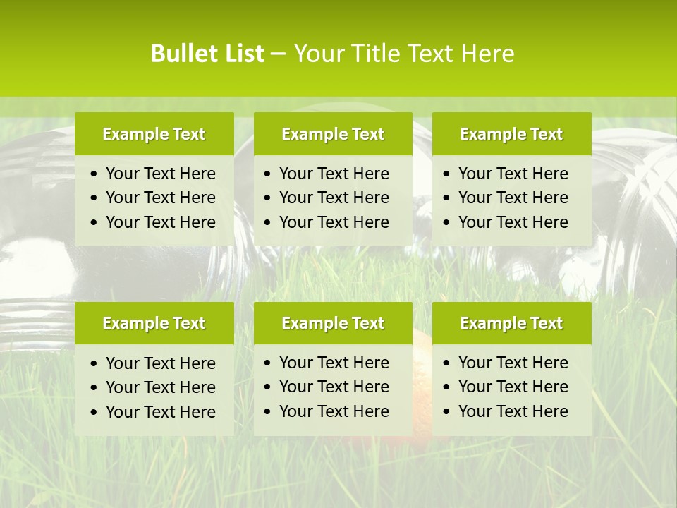 A Group Of Metal Balls Sitting In The Grass PowerPoint Template