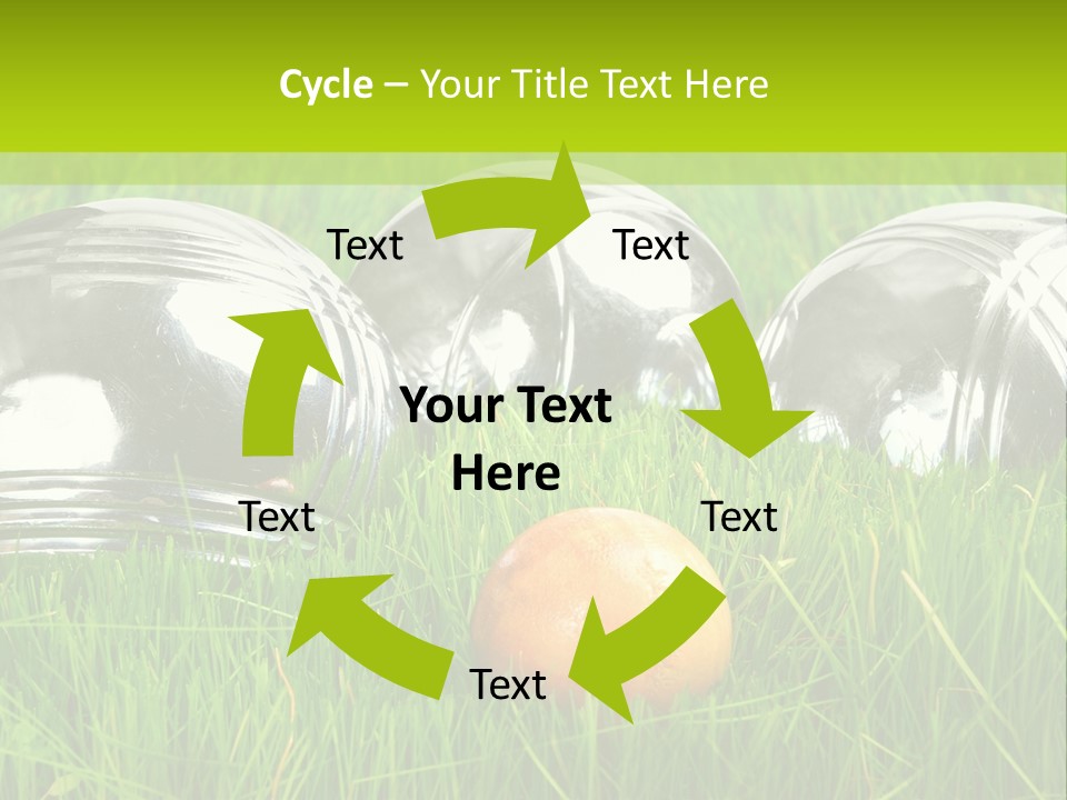 A Group Of Metal Balls Sitting In The Grass PowerPoint Template