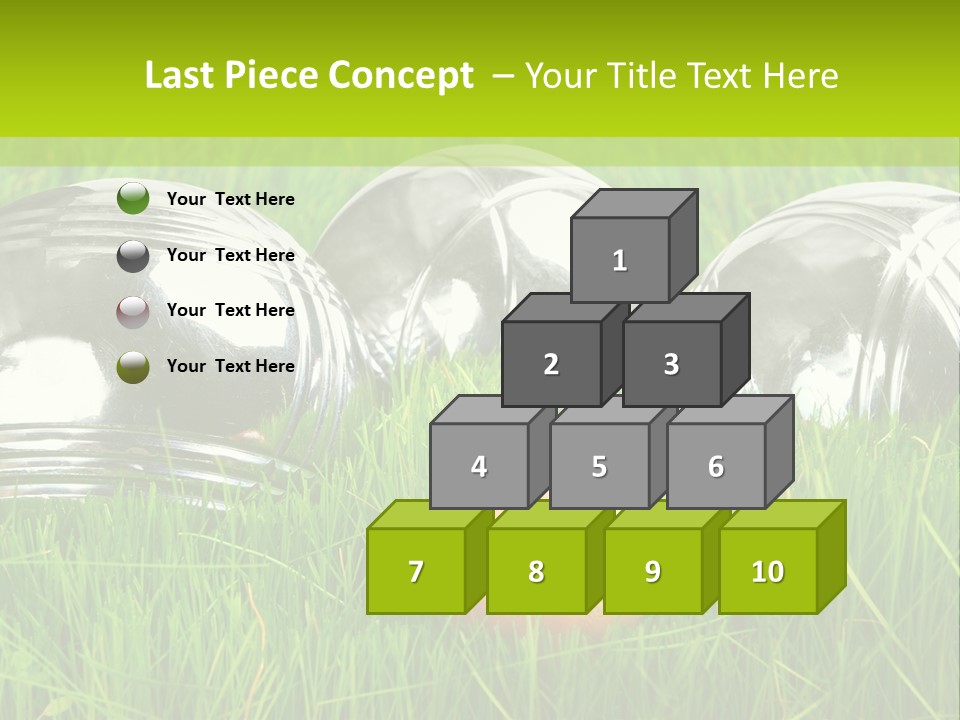 A Group Of Metal Balls Sitting In The Grass PowerPoint Template