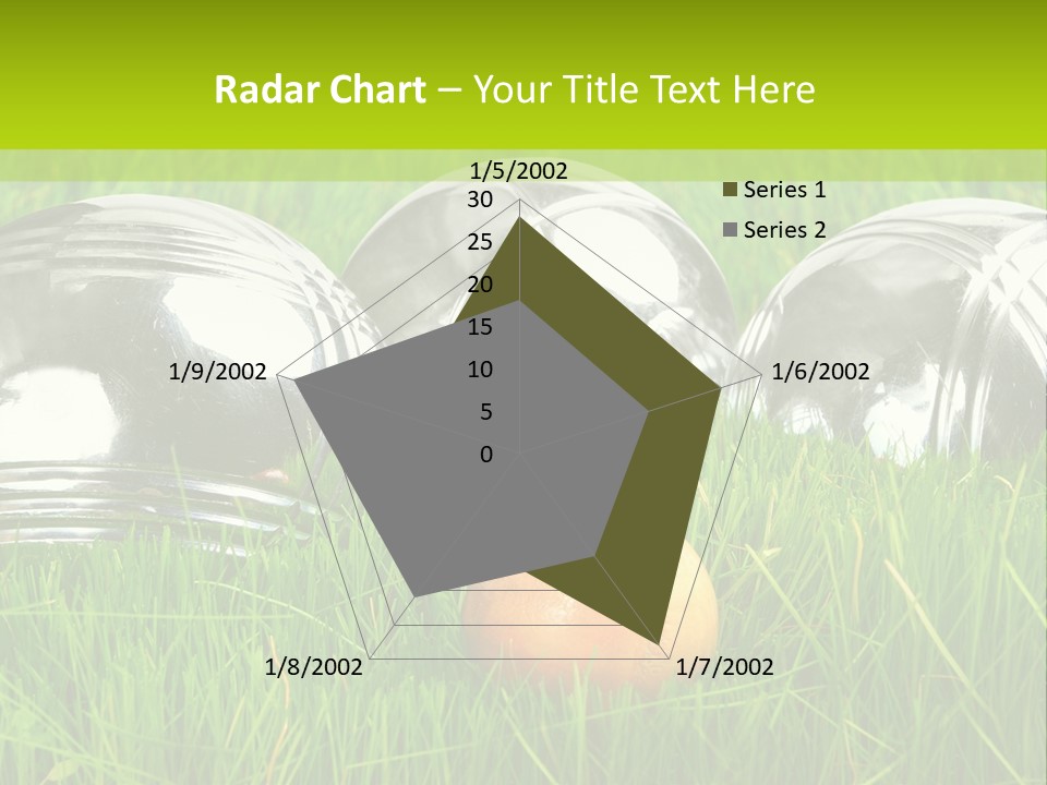 A Group Of Metal Balls Sitting In The Grass PowerPoint Template