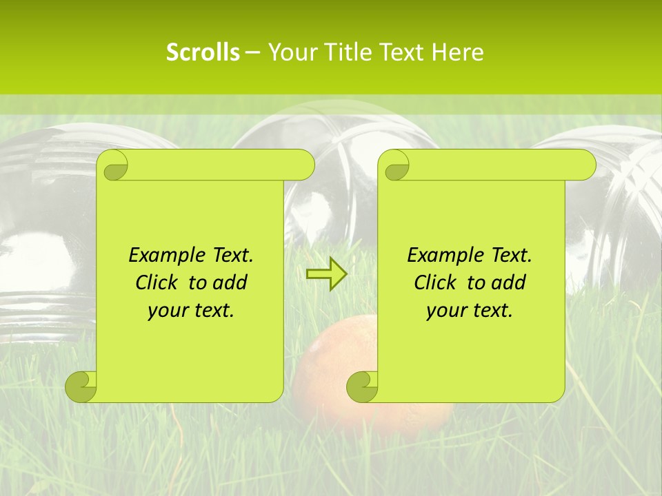 A Group Of Metal Balls Sitting In The Grass PowerPoint Template