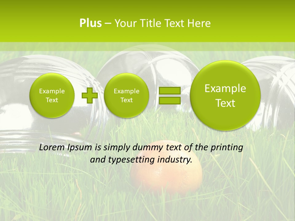 A Group Of Metal Balls Sitting In The Grass PowerPoint Template