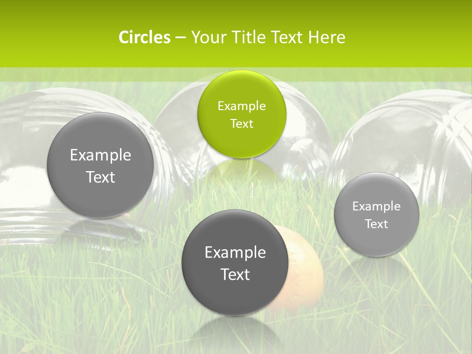 A Group Of Metal Balls Sitting In The Grass PowerPoint Template