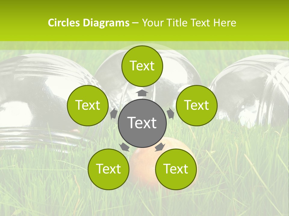 A Group Of Metal Balls Sitting In The Grass PowerPoint Template
