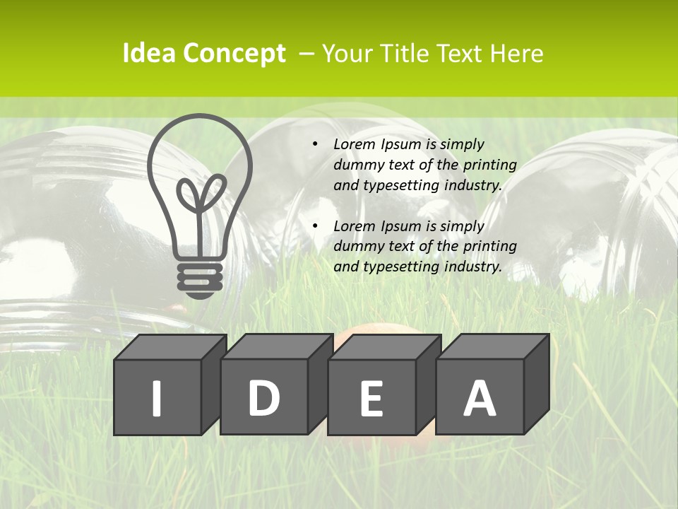 A Group Of Metal Balls Sitting In The Grass PowerPoint Template