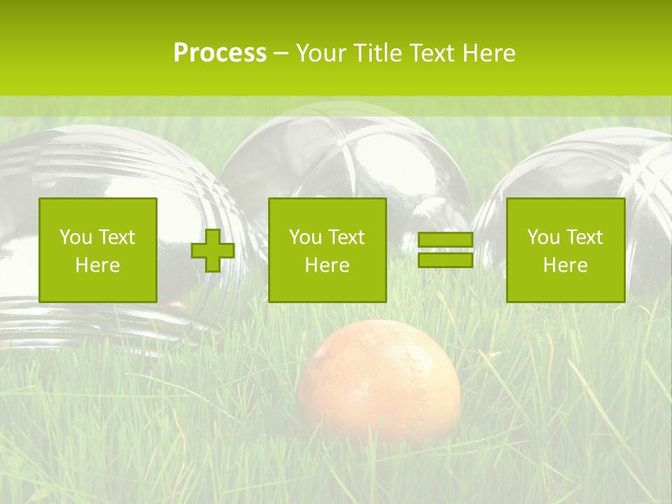 A Group Of Metal Balls Sitting In The Grass PowerPoint Template
