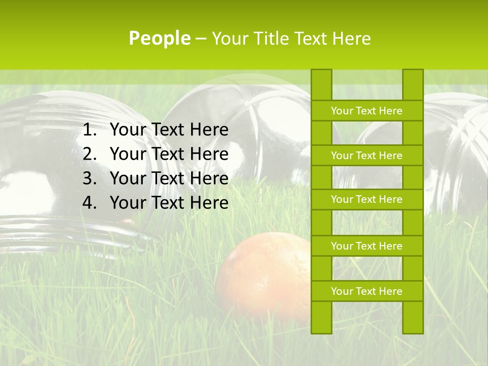 A Group Of Metal Balls Sitting In The Grass PowerPoint Template