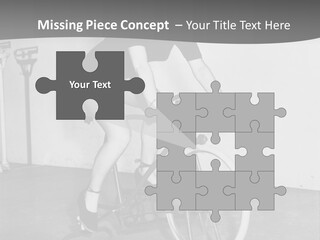 A Woman Riding A Bike In A Room PowerPoint Template
