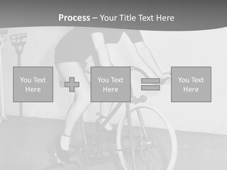 A Woman Riding A Bike In A Room PowerPoint Template