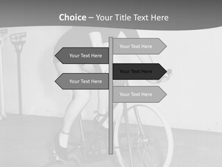 A Woman Riding A Bike In A Room PowerPoint Template