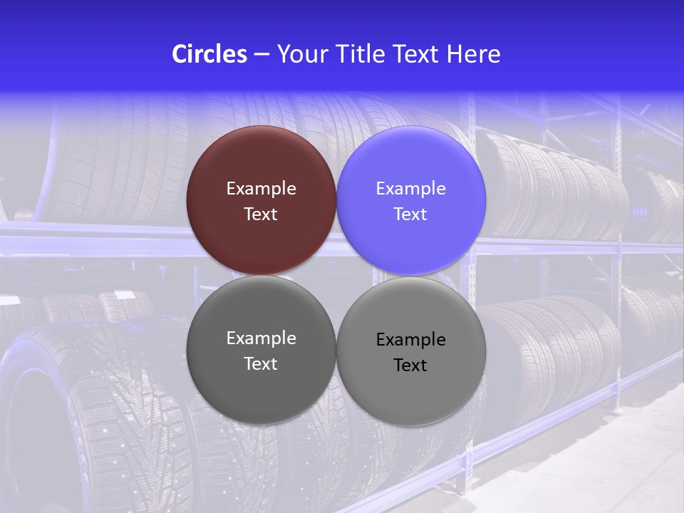 A Bunch Of Tires That Are On A Rack PowerPoint Template