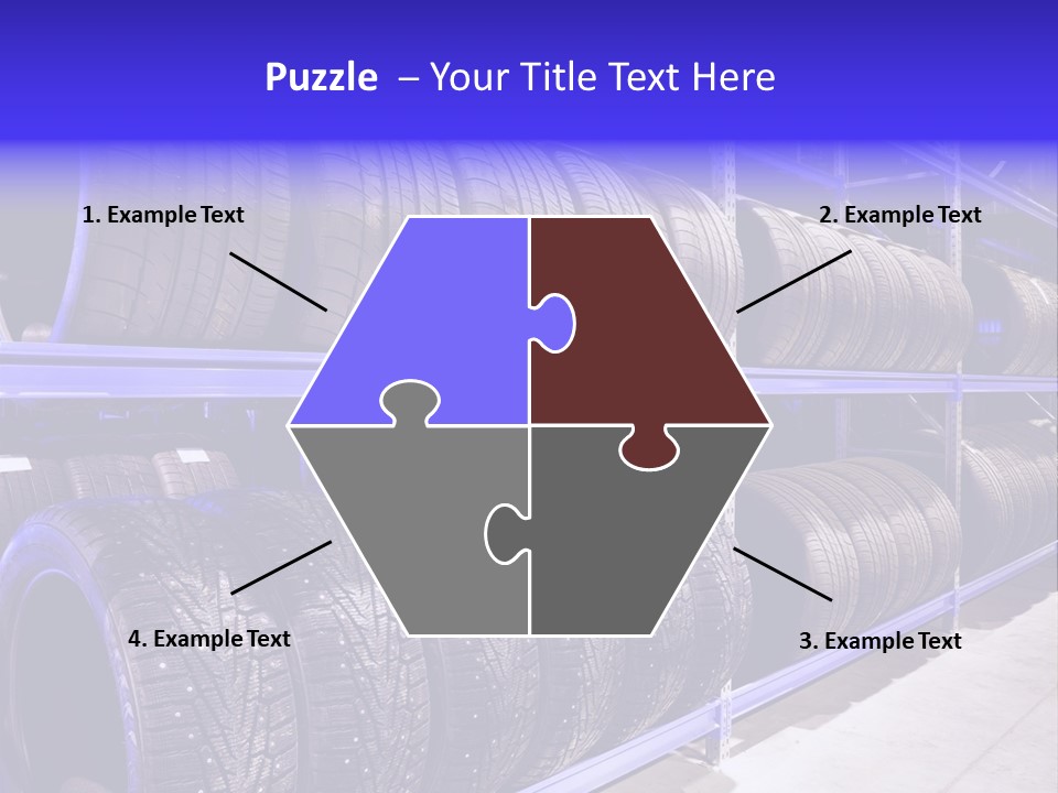 A Bunch Of Tires That Are On A Rack PowerPoint Template