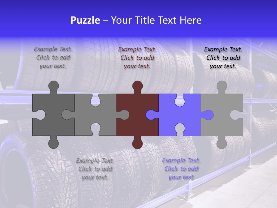A Bunch Of Tires That Are On A Rack PowerPoint Template