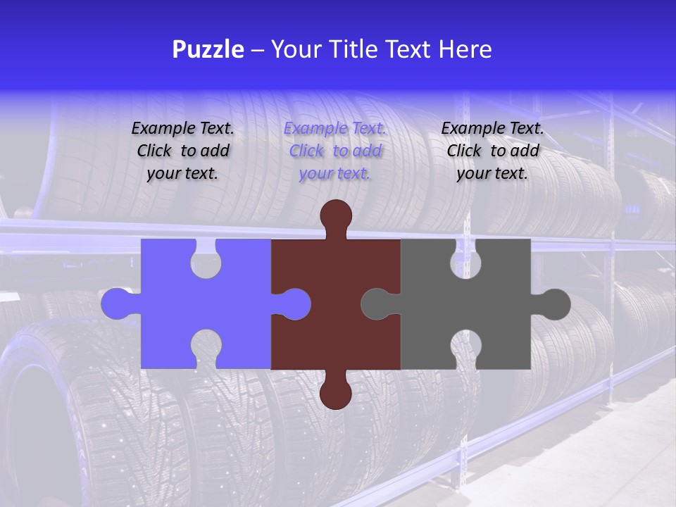 A Bunch Of Tires That Are On A Rack PowerPoint Template