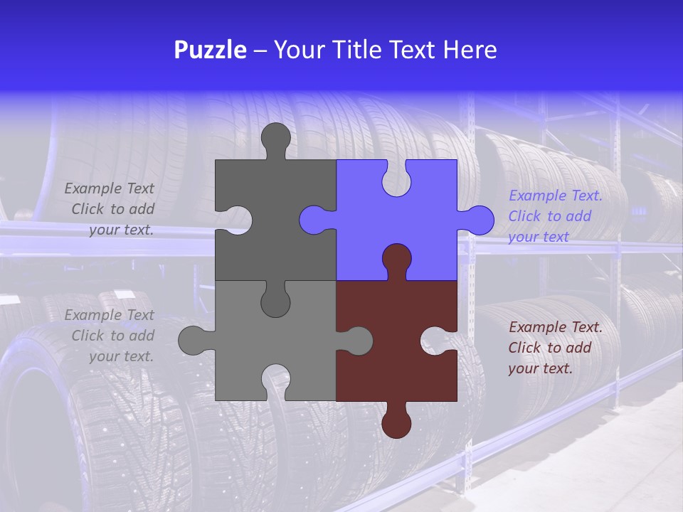 A Bunch Of Tires That Are On A Rack PowerPoint Template