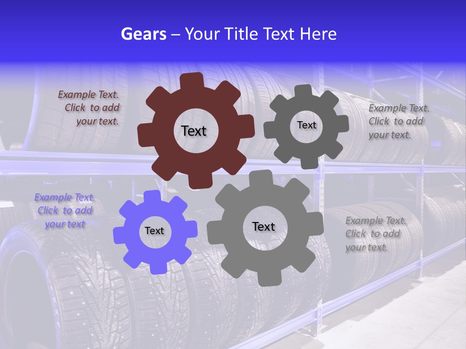 A Bunch Of Tires That Are On A Rack PowerPoint Template