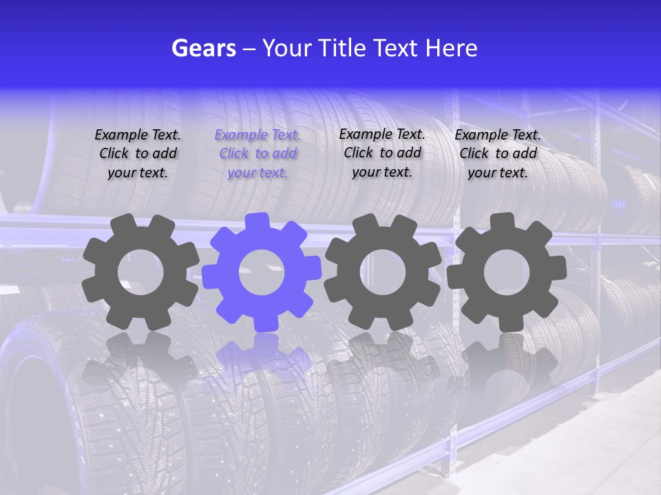 A Bunch Of Tires That Are On A Rack PowerPoint Template