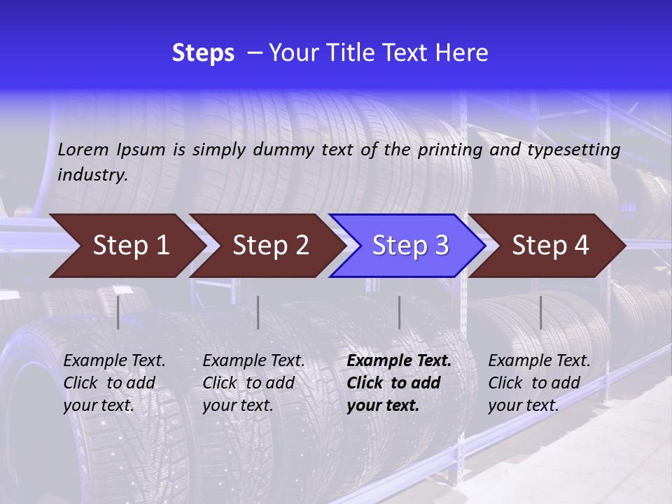 A Bunch Of Tires That Are On A Rack PowerPoint Template