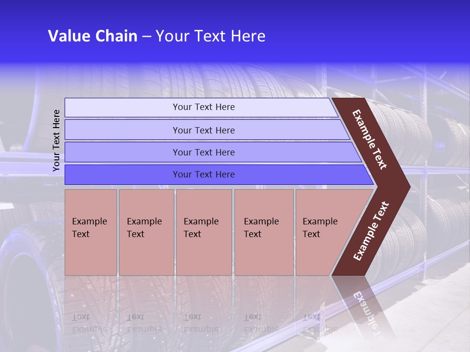 A Bunch Of Tires That Are On A Rack PowerPoint Template