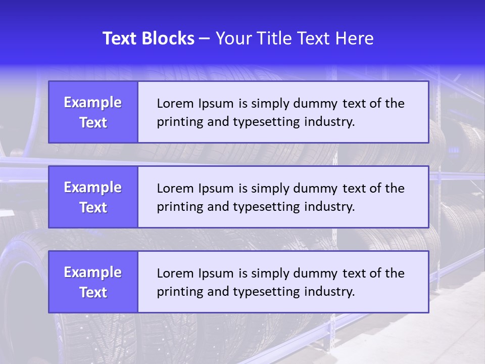 A Bunch Of Tires That Are On A Rack PowerPoint Template