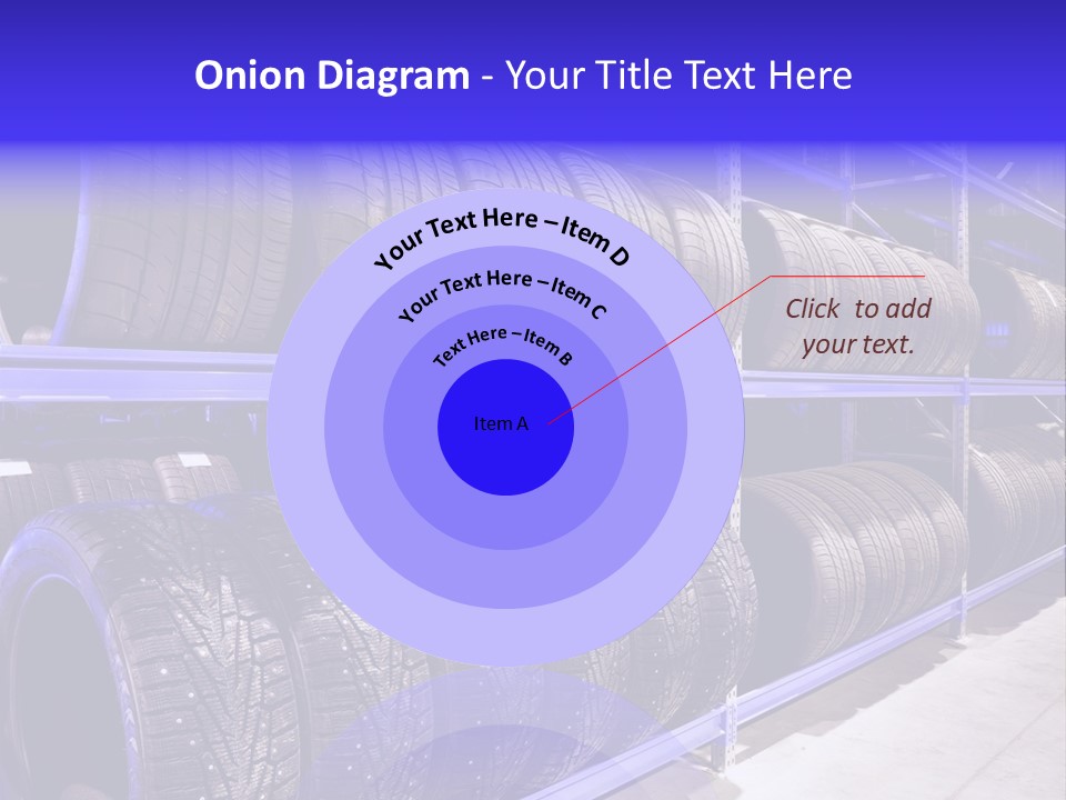 A Bunch Of Tires That Are On A Rack PowerPoint Template