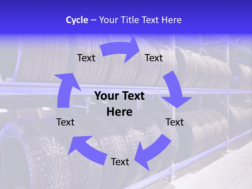 A Bunch Of Tires That Are On A Rack PowerPoint Template